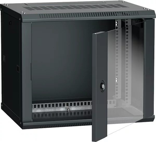 ITK Шкаф настенный LINEA W 9U 600х450мм дверь стекло RAL 9005 LWR5-09U64-GF