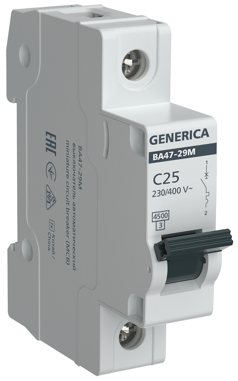 Автоматический выключатель ВА47-29М 1P 25А 4,5кА C GENERICA MVA21-1-025-C-G