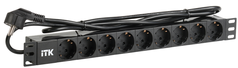 Блок розеток ITK PDU DIN49440 9 мест 1U шнур 2м DIN49441 PH22-9D1