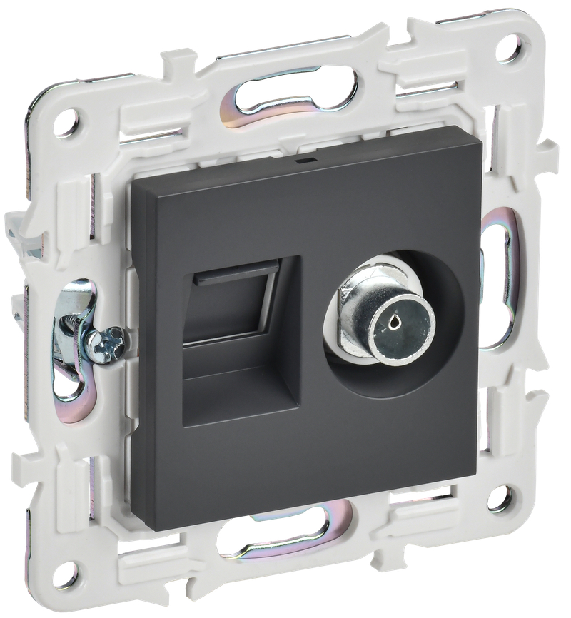 SKANDY Розетка двойная TVRJ45 кат.6 SK-A15T титан IEK SK-AK20-2-K48