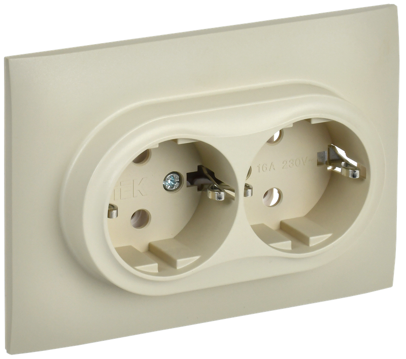 Розетка 2-местная IEK SKANDY 16А SK-R08B SK-R21-16-K10-F