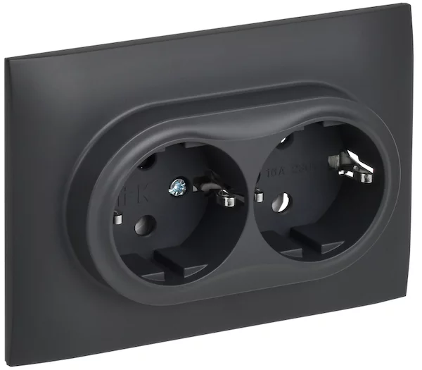 Розетка 2-местная IEK SKANDY 16А SK-R08T SK-R21-16-K48-F
