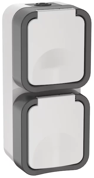 TORS Розетка 2-местная вертикальная 16А IP55 TS232 серо-белый IEK TS-R26-16-55-V-K41