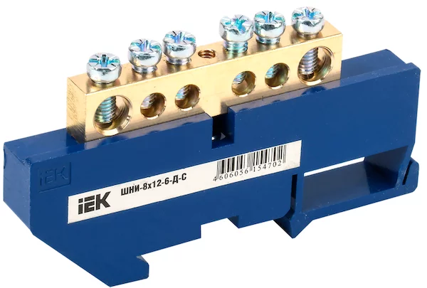 Шина N "ноль" на DIN-изол IEK ШНИ-8х12-6-Д-С