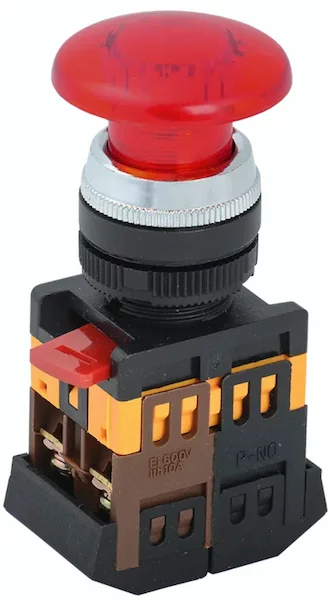Кнопка IEK AELA-22 d22мм 240В 1з+1р красный