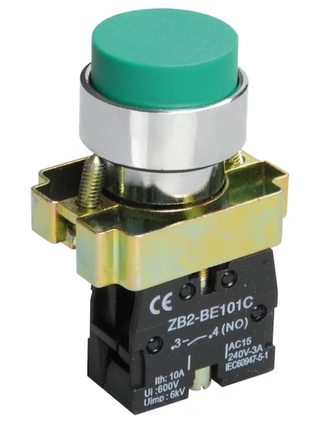 Кнопка управления LAY5-BL31 без подсветки зеленая 1NO IEK BBT70-BL-K06