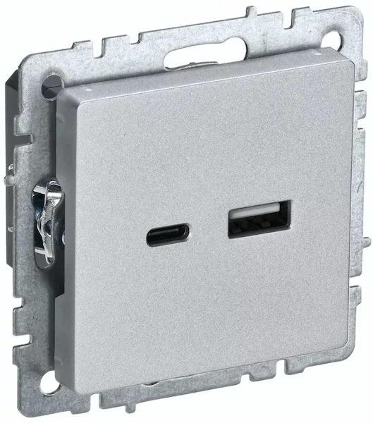 Розетка IEK USB A+C 18Вт РЮ11-1-БрА