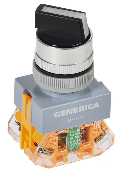 Переключатель D7-11X2 на 2 положения 1NC+1NO черный GENERICA BSW50-11X2-3-21-2-K02-G