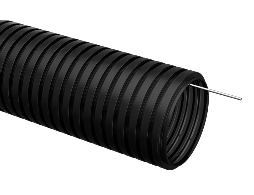 Труба гофрированная ПНД d=16мм с зондом черная (50м) IEK CTG20-16-K02-050-1
