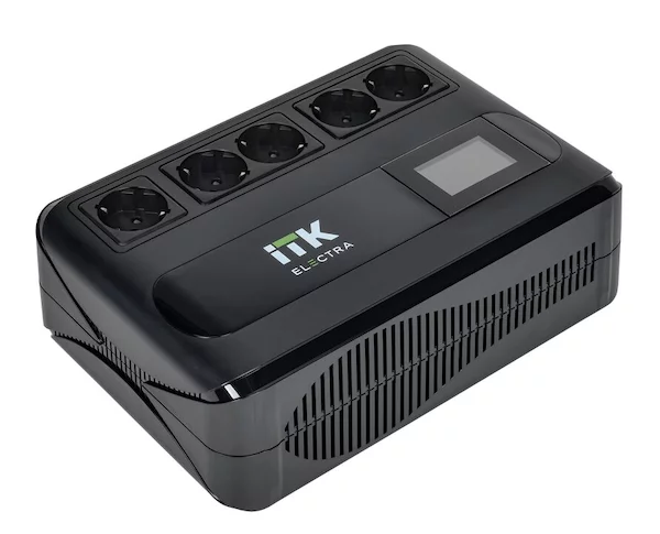 ИБП однофазный линейно-интерактивный 600ВА/360Вт 5хSchuko LCD дисплей АКБ 1х7AH USB+USB Charge RJ45/11 ITK ELECTRA LT5 ELT5-600VA-1-001