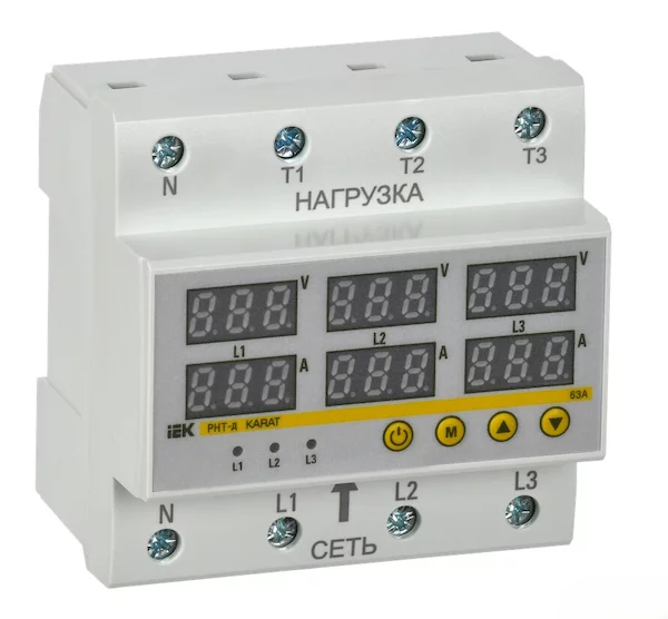 Реле напряжения и тока РНТ-д трехфазное 90мм 63А IEK IVC41-3-63