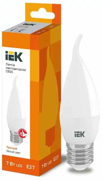 Лампа свеча IEK LED CB35 7Вт 230В 3000К E27