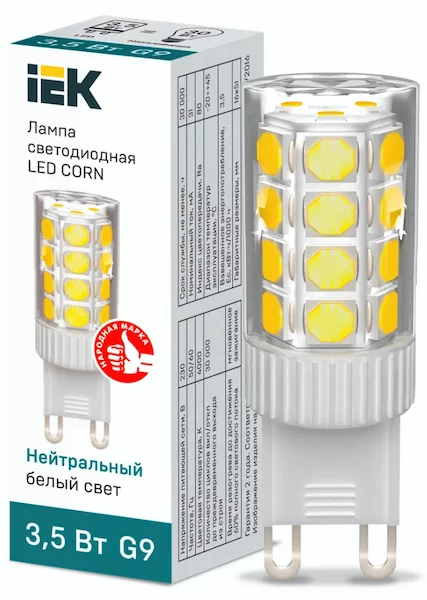 Лампа капсула IEK LED CORN 3,5Вт 230В 4000К G9