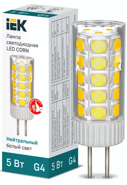 Лампа капсула IEK LED CORN 5Вт 12В 4000К G4