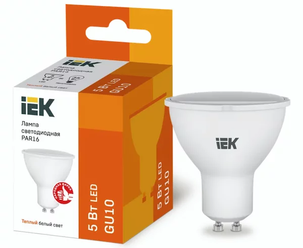 Лампа IEK LED PAR16 5Вт 230В 3000К GU10