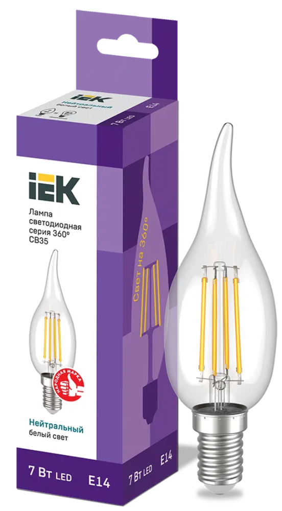 Лампа светодиодная IEK LED CВ35 7Вт 230В 4000К E14