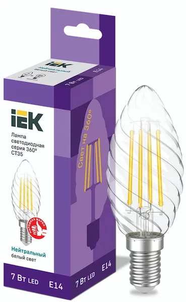 Лампа свеча IEK LED CT35 7Вт 230В 4000К E14