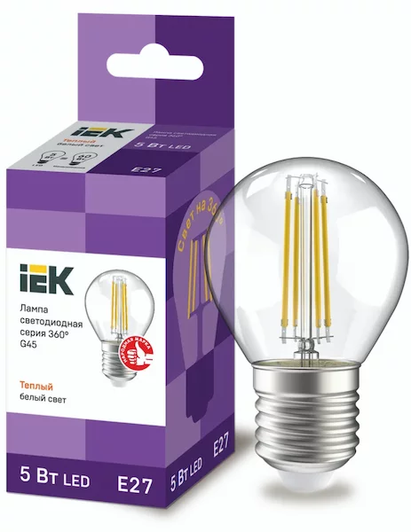 Лампа шар IEK LED G45 5Вт 230В 3000К E27