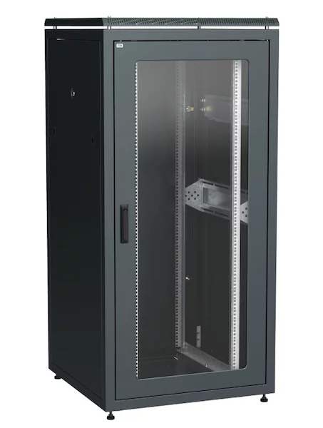 Шкаф сетевой LINEA 19" 33U 800х800мм стекл. пер. дв. задн. металл. чер. ITK LN05-33U88-GM