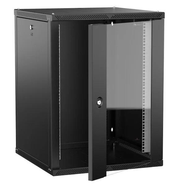 Шкаф настенный 15U 600х600мм дверь стекло черный 2.0 ITK LINEA W LWR5-15U66-GF-2