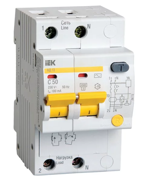 KARAT Диф. автомат АД12 2P 50А 100мА тип AC IEK MAD10-2-050-C-100
