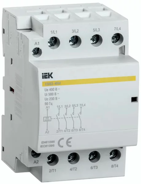 Контактор модульный IEK КМ63-40М AC/DC
