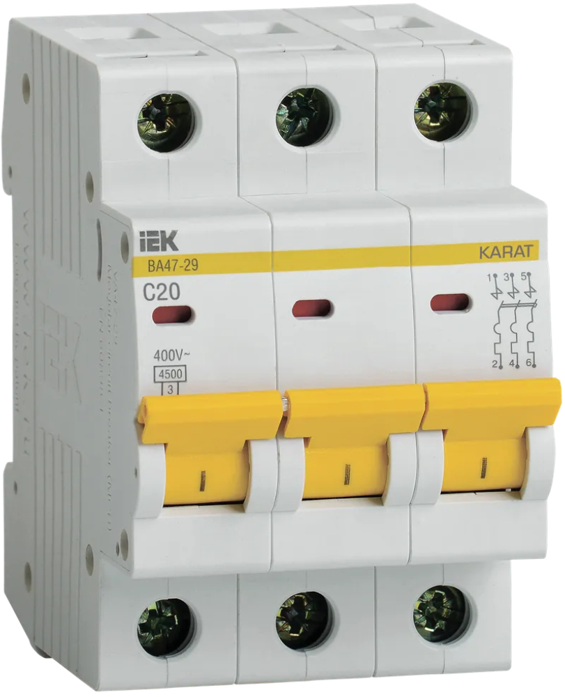Выключатель автоматический IEK ВА47-29 3P C 20А 4,5кА
