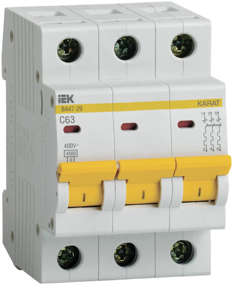 Выключатель автоматический IEK ВА47-29 3P C 63А 4,5кА