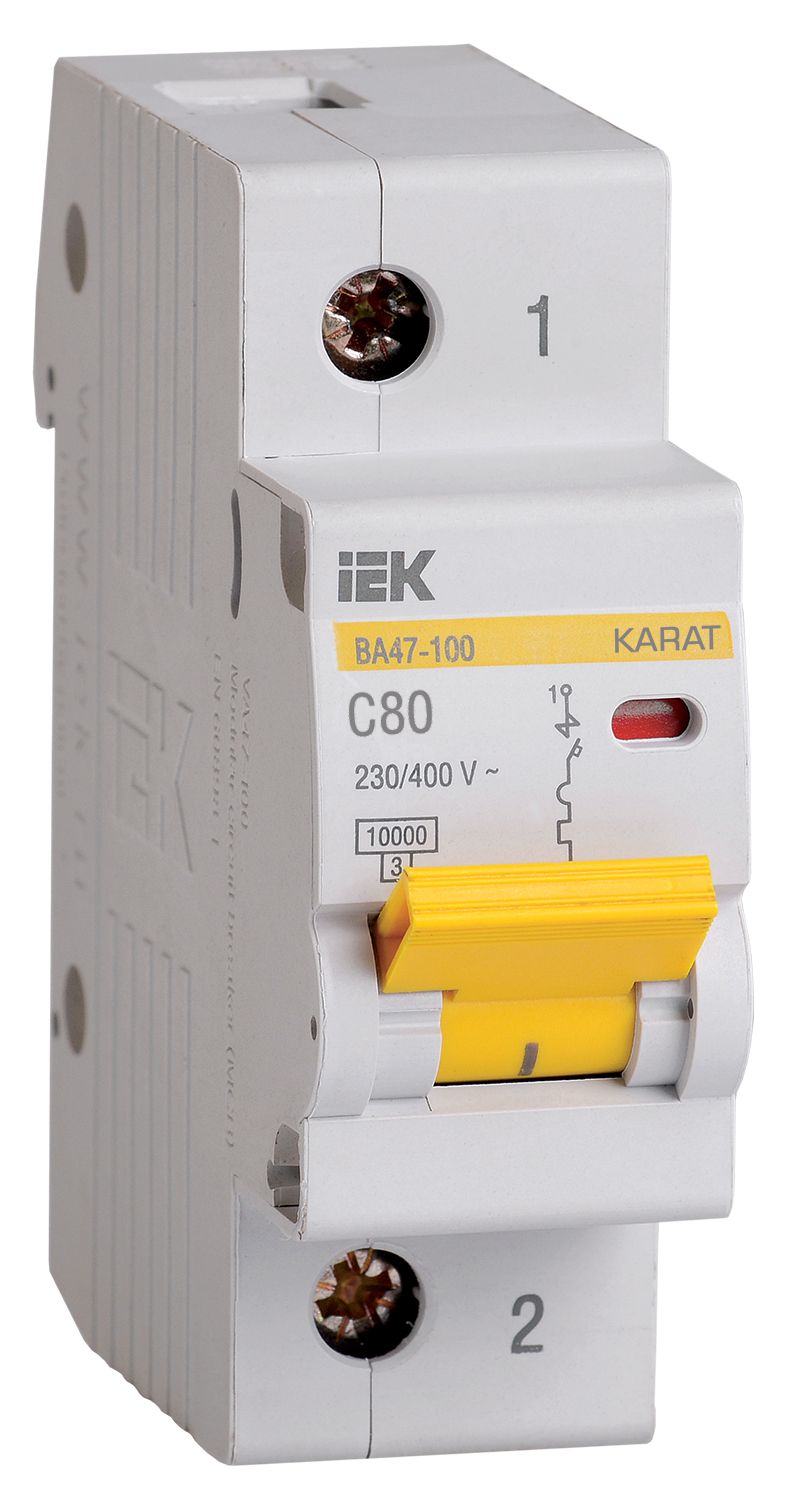 Автоматический выключатель IEK ВА47-100 1P C 80А 10кА MVA40-1-080-C