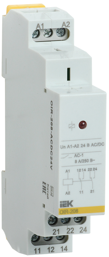 Реле промежуточное модульное IEK OIR 2 8А 24В AC/DC OIR-208-ACDC24V