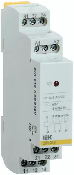 Реле промежуточное модульное IEK OIR 3 16А 12В AC/DC OIR-316-ACDC12V