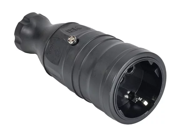 OMEGA Розетка переносная РБп14-1-0м IP20 каучук черная IEK OM-KR20-16-20-P1-00-K02