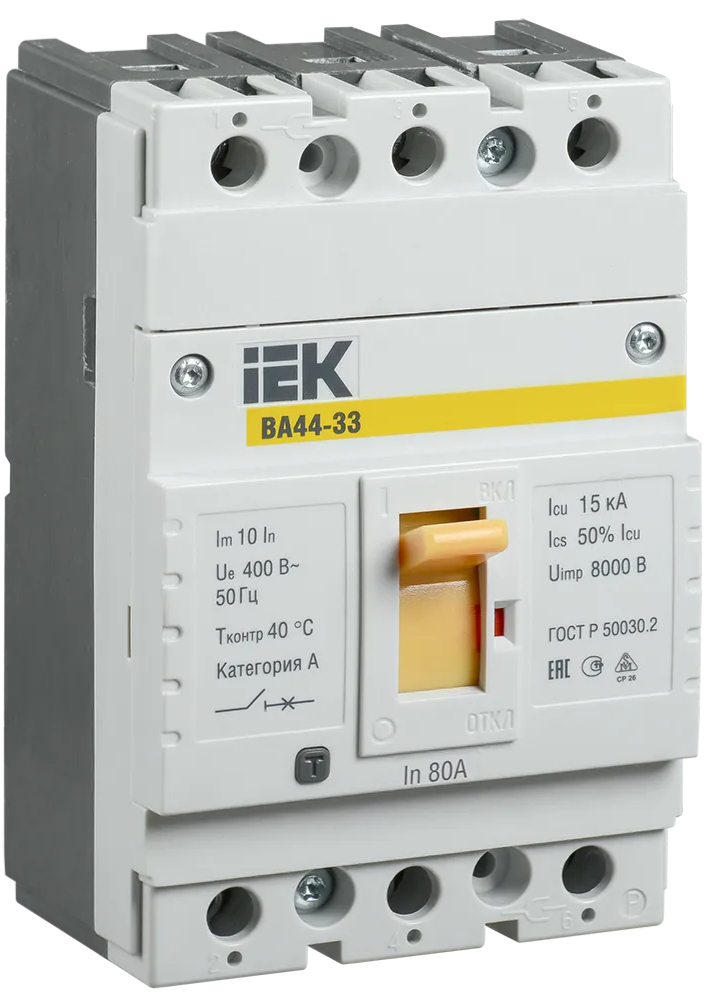 Автоматический выключатель IEK ВА44 33 3Р 80А 15кА