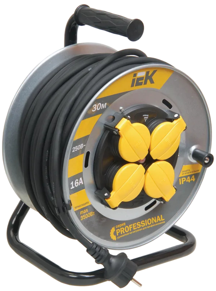 Катушка IEK УК30 2P+PE/30м КГ 3х1,5мм2 IP44 Professional