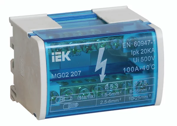 Шины на DIN-рейку в корпусе кросс-модуль IEK ШНК 2х7 LPEN YND10-2-07-100