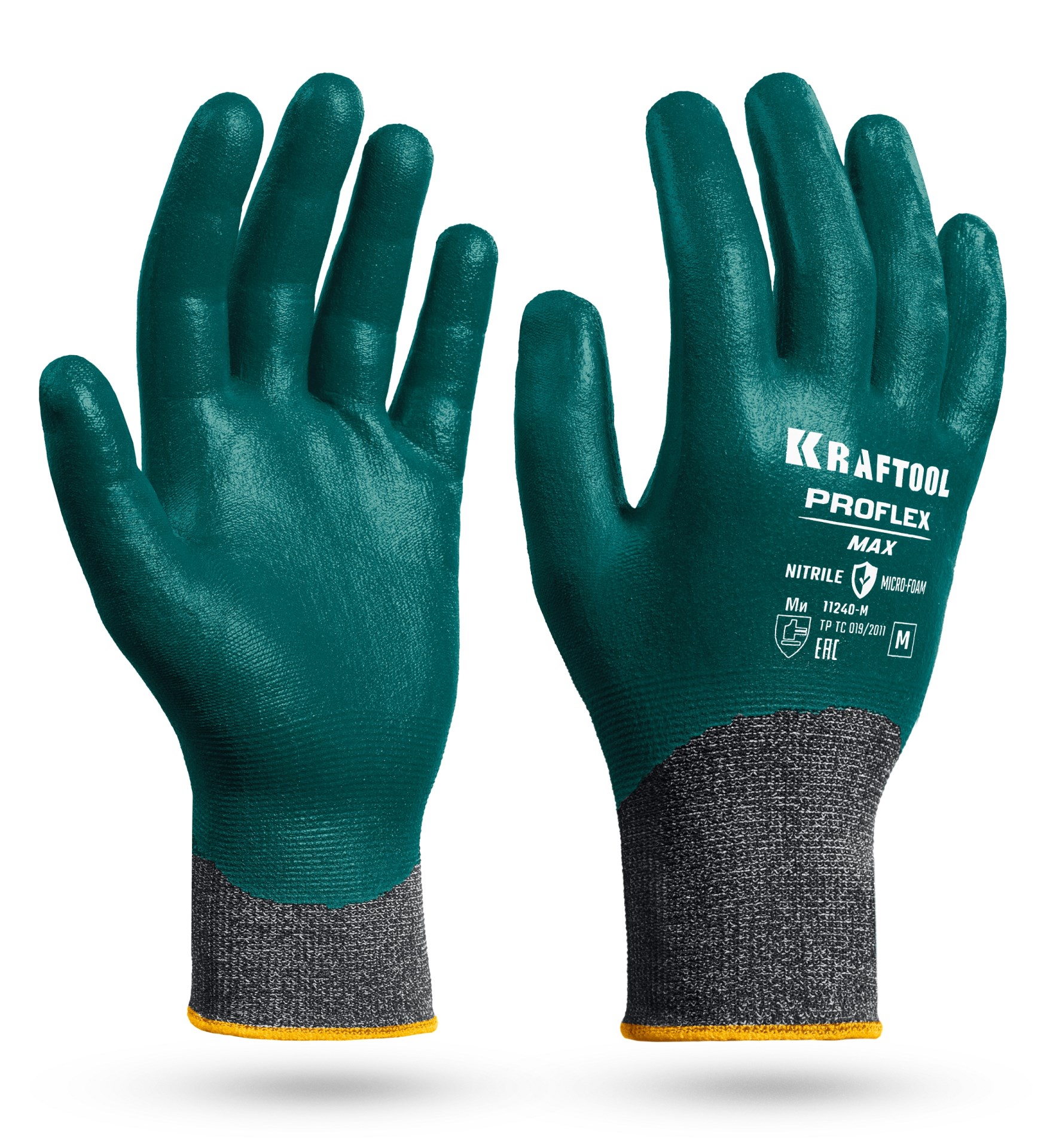 KRAFTOOL ProFlex Max, M (8), полный облив, эластичные перчатки, вспененное нитриловое покрытие, 15 класс (11240-M)