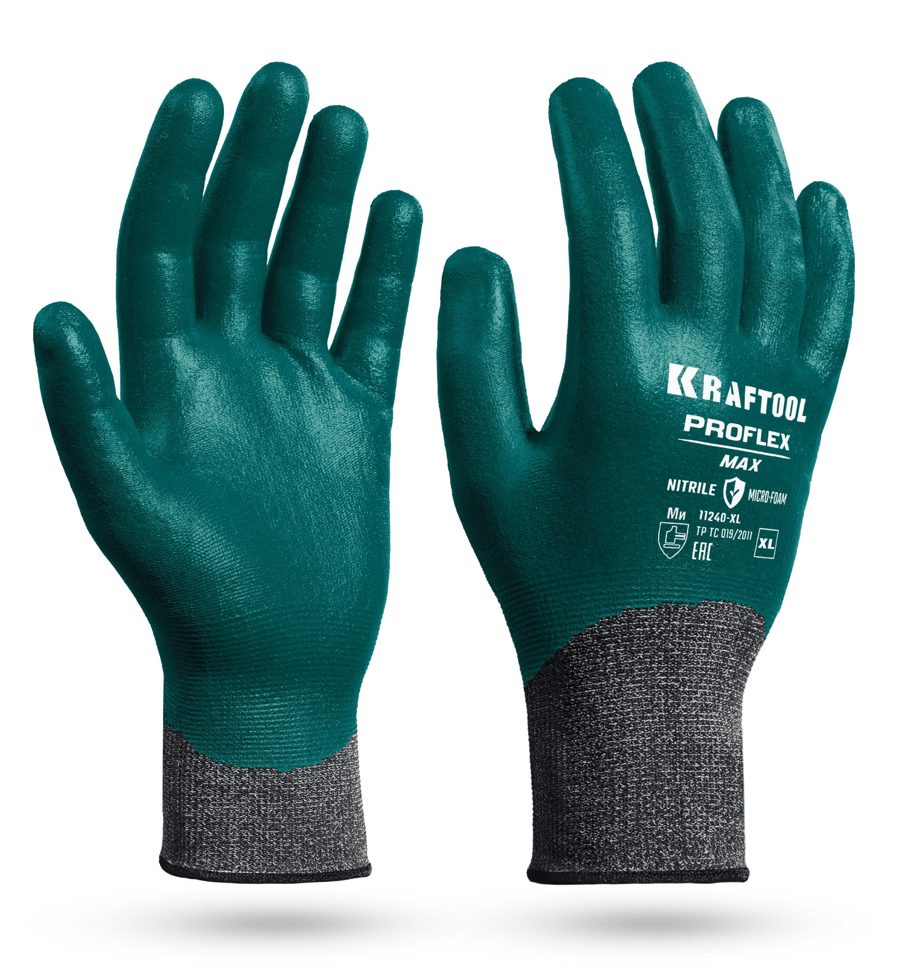 KRAFTOOL ProFlex Max, XL (10), полный облив, эластичные перчатки, вспененное нитриловое покрытие, 15 класс (11240-XL)