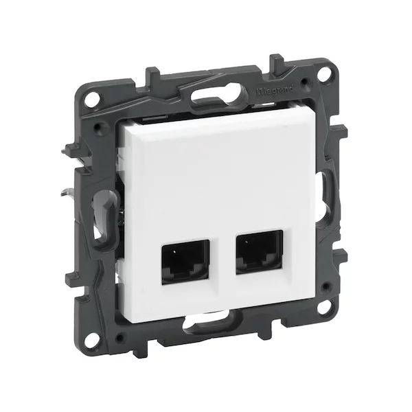 Информационная розетка двойная Niloe Step 2хRJ45 Кат.5e UTP Белый new