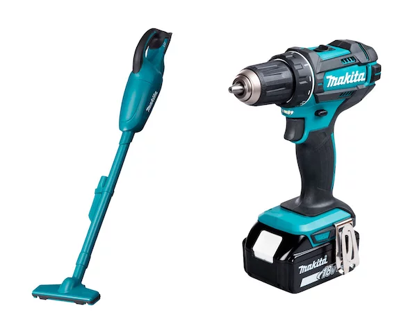 Аккумуляторная дрель-шуруповёрт и пылесос Makita DDF482RME-DCL180Z