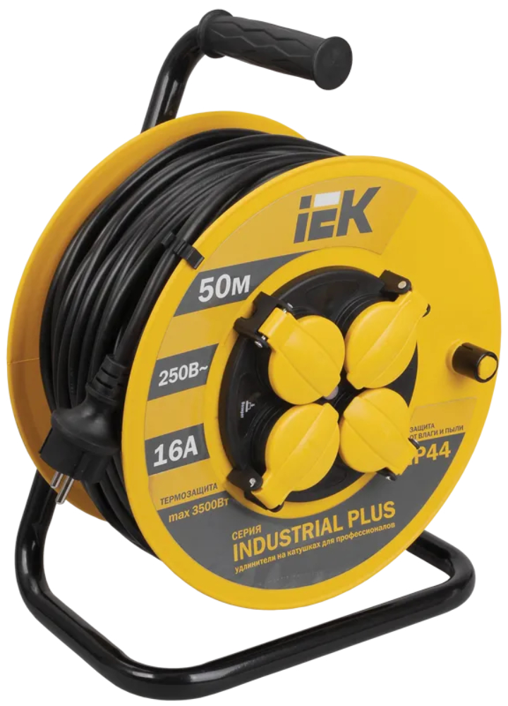 Катушка IEK УК50 2P+PE/50м 3х1,5мм2 IP44 Industrial plus