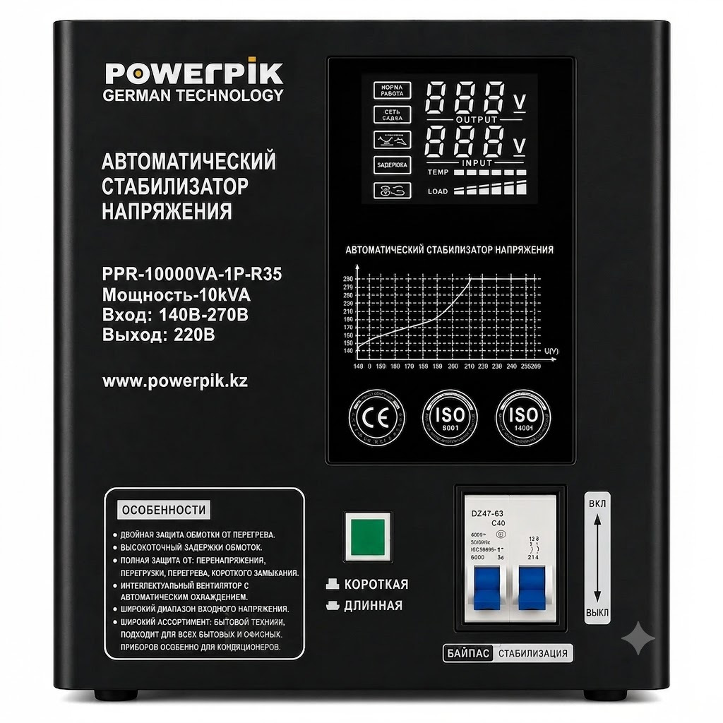 Стабилизаторы напряжения PowerPik PPR-10000ВА-1P-R35