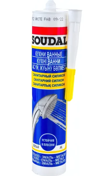 Кислотный санитарный силикон SOUDAL белый 15*280 мл 105896