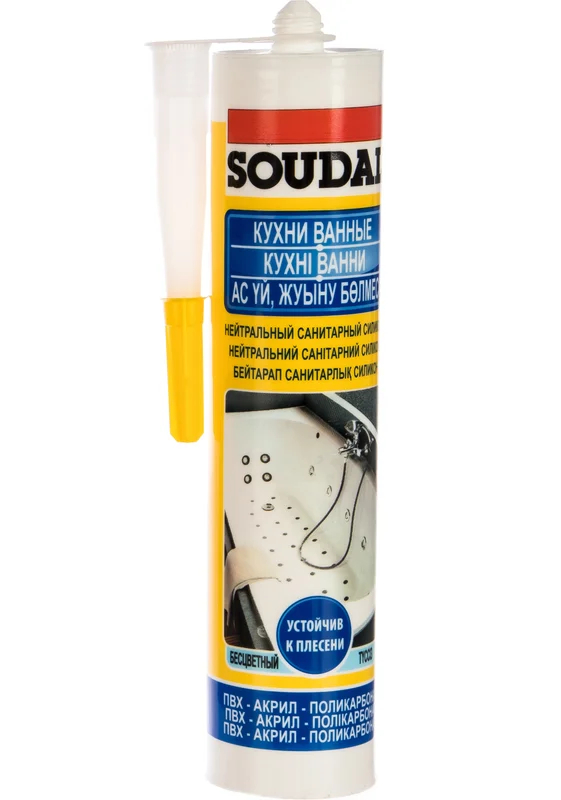 Нейтральный санитарный силикон SOUDAL бесцветный 15*300 мл 118311
