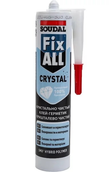 Универсальный клей-герметик SOUDAL Fix All Crystal прозрачный 12*290 мл 119130