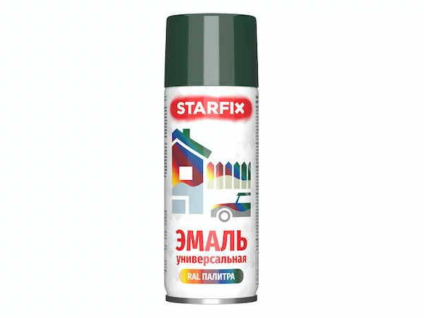 Краска-эмаль аэроз. универсальная зеленый темный STARFIX 520мл (6009)