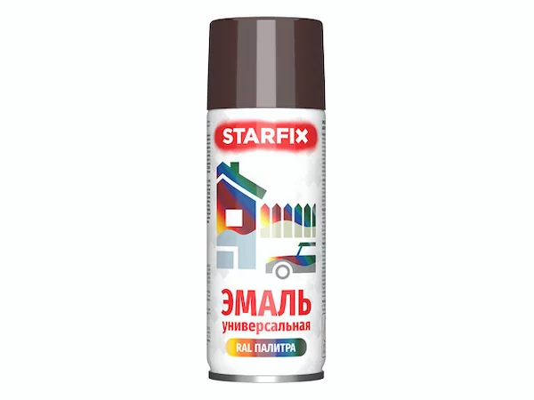 Краска-эмаль аэроз. универсальная шоколадный STARFIX 520мл (8017)