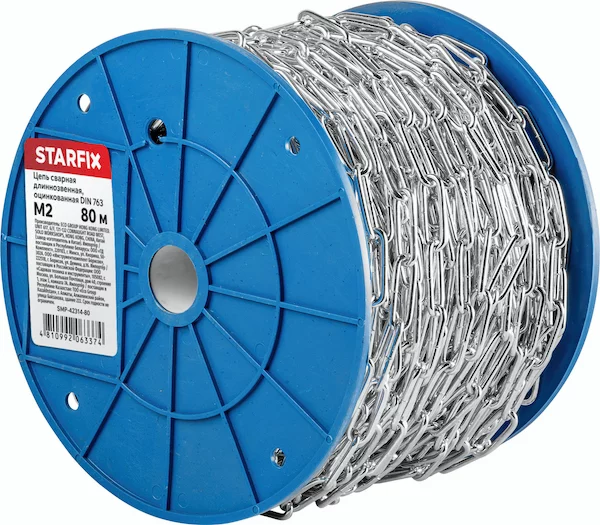 Цепь сварная длиннозвенная, оцинк. М2 DIN 763 (бухта 80 м) STARFIX