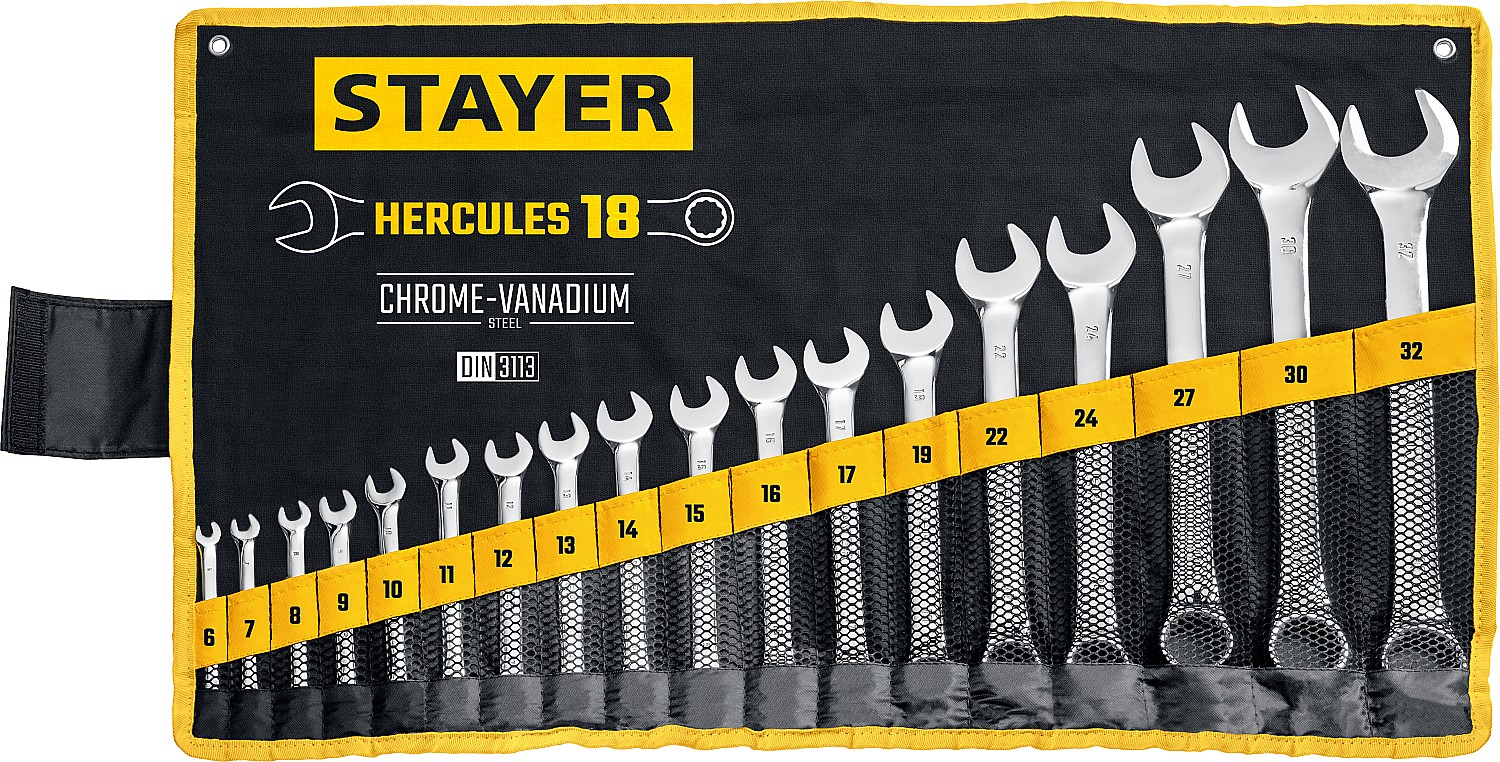 Набор комбинированных гаечных ключей STAYER HERCULES Professional 27081-H18