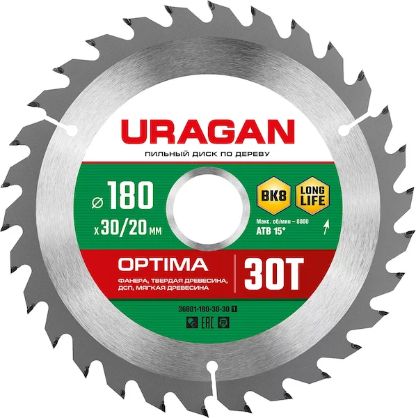 Пильный диск URAGAN Optima 36801-180-30-30_z01