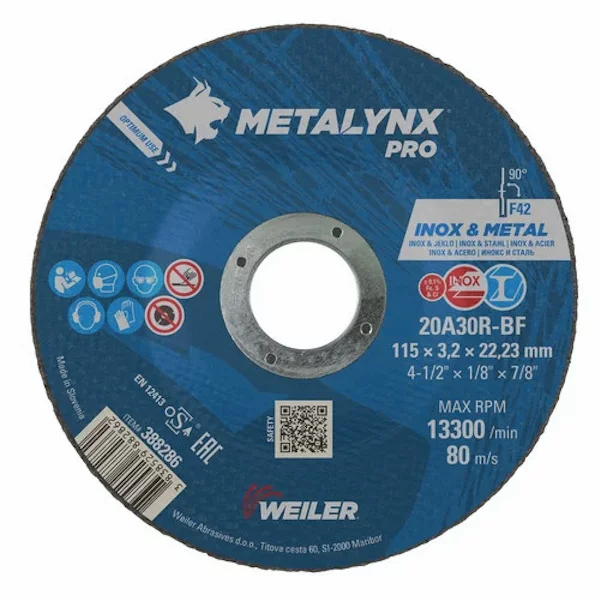 Круг отрезной WEILER ABRASIVES Metalynx PRO 388286